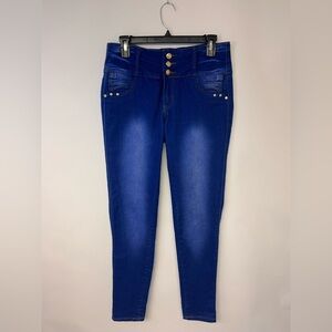 LoLo jeans the collection SZ 9/10 skinny straight faded dark wash unique stones